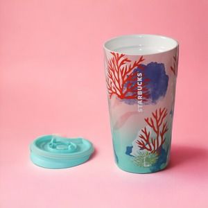 Starbucks Coral Reef Ceramic Tumbler Double Wall Traveler